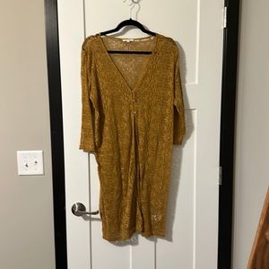 Large Mustard Colored Lace Cardigan